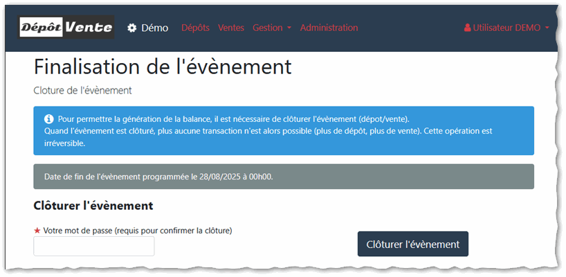 cloture de l'évènement clôturer